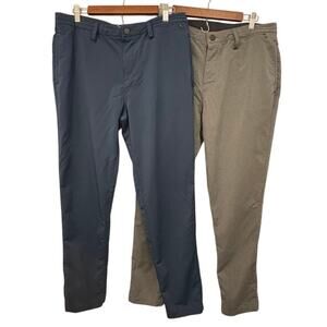 Zella LOT OF TWO Mens Performance Pants Size 35X31 Grey Navy Blue Slacks Stretch